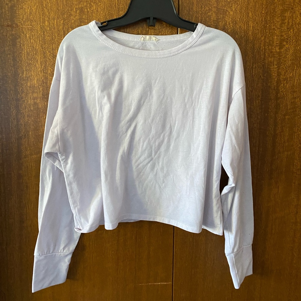 Raglan Cropped White Tee Long Sleeve
